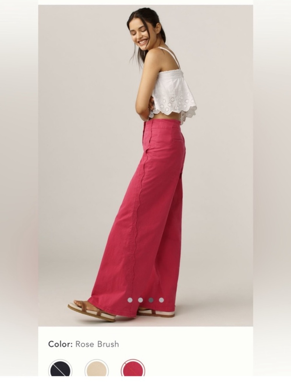 Anthropologie Maeve wide leg scalloped detail pants